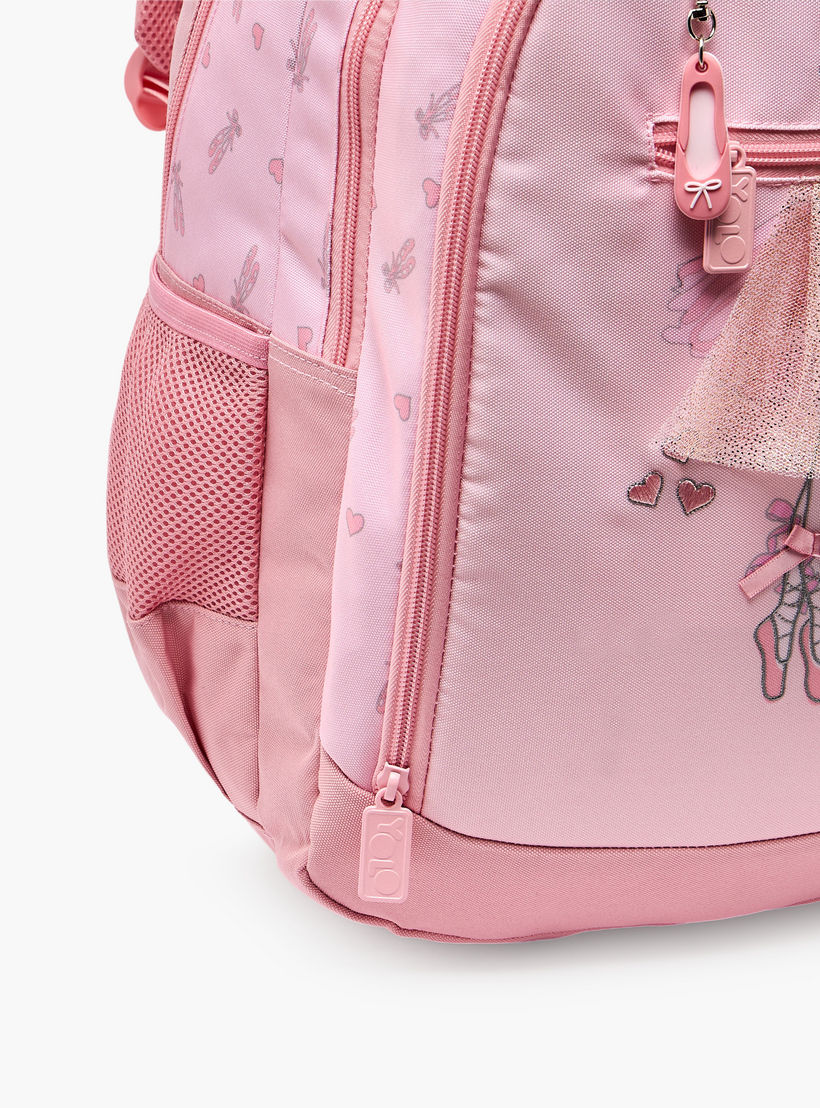 شنطة ظهر بطبعة باليرينا للبنات من 8-13 سنة مع أحزمة كتف مبطنة - 18 بوصة من يولو-school-bagsandbackpacks-backpacks-image-4