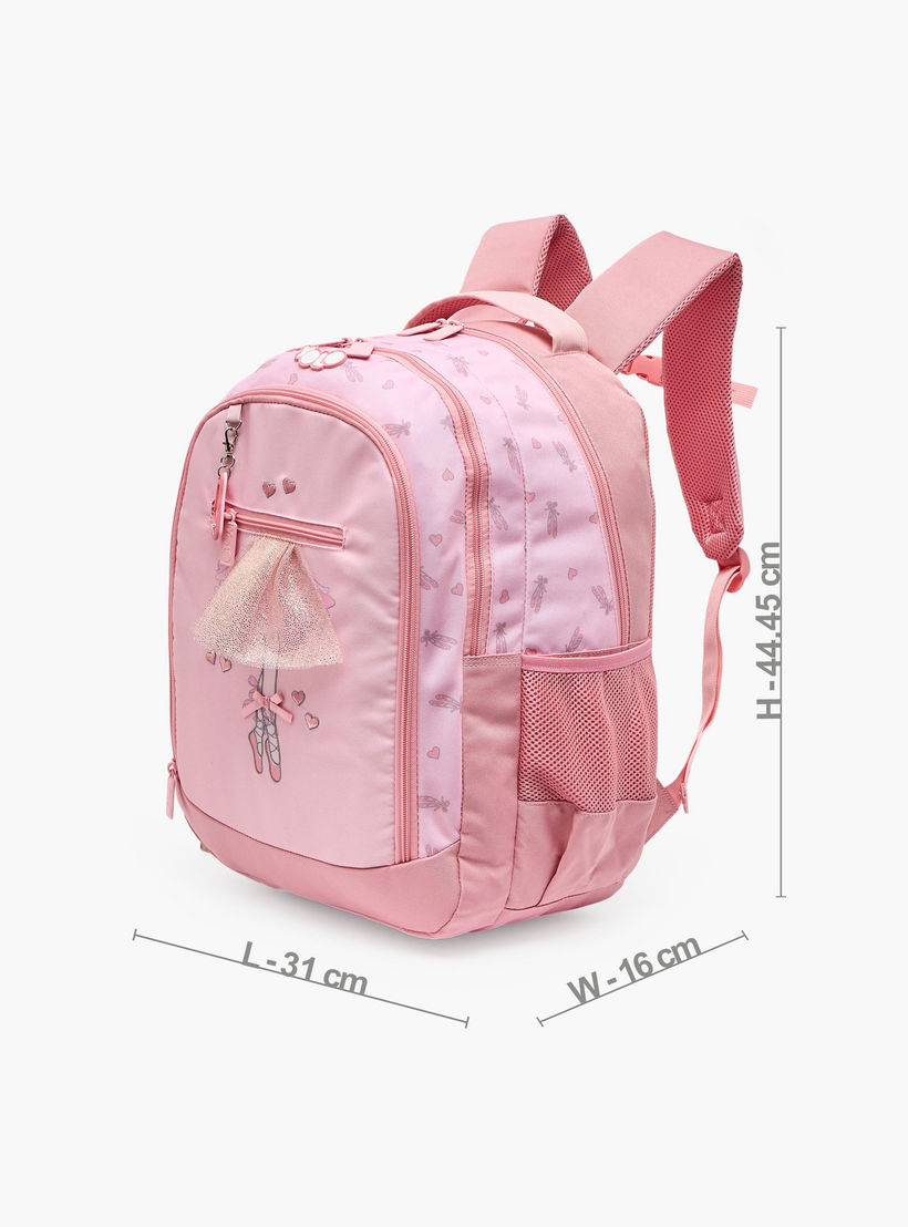 شنطة ظهر بطبعة باليرينا للبنات من 8-13 سنة مع أحزمة كتف مبطنة - 18 بوصة من يولو-school-bagsandbackpacks-backpacks-image-8