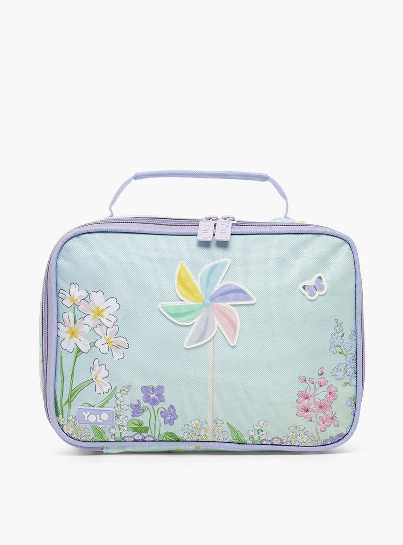 Yolo Floral Print Lunch Bag for Girls 5-8 Years with Zip Closure-school-lunchessentials-lunchbags-image-1