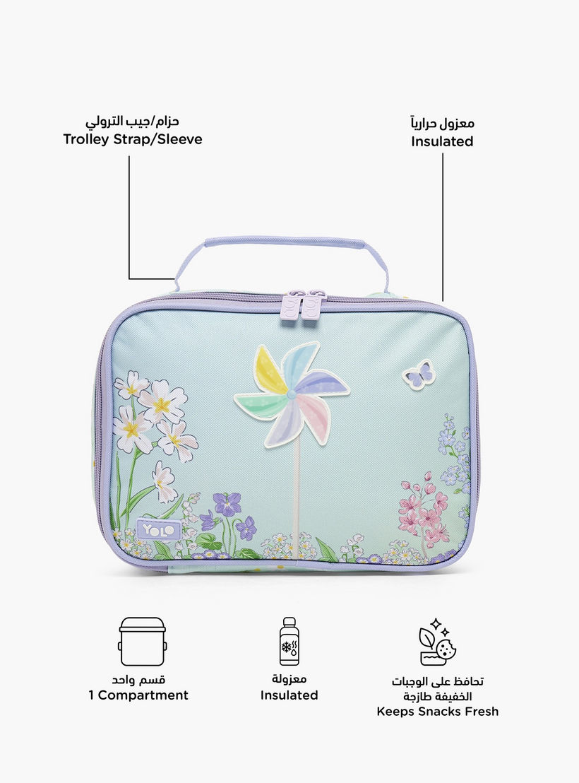 Yolo Floral Print Lunch Bag for Girls 5-8 Years with Zip Closure-school-lunchessentials-lunchbags-image-2