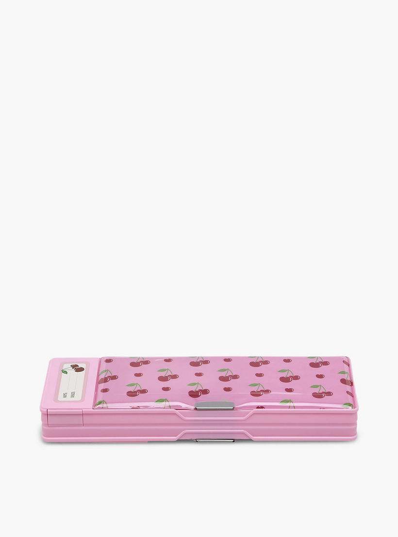 Yolo Cherry Print Pencil Case with Flap Closure-school-stationery-pencilcases-image-1