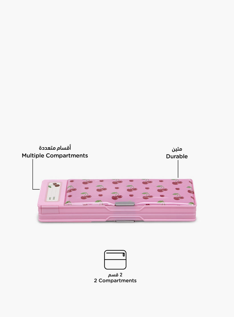 Yolo Cherry Print Pencil Case with Flap Closure-school-stationery-pencilcases-image-2