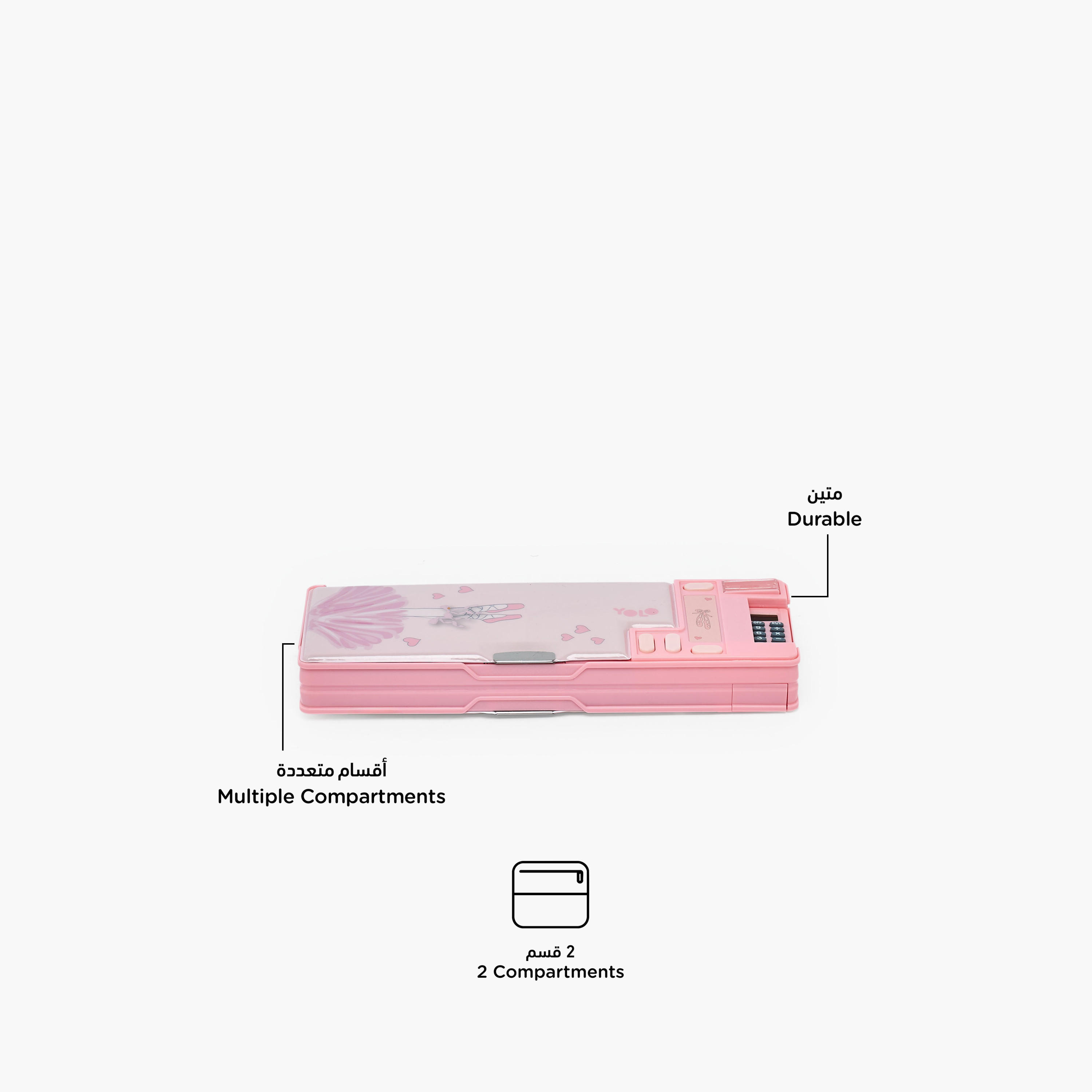 Yolo Ballerina Print Pencil Case with 2 Compartments-school-stationery-pencilcases-image-2