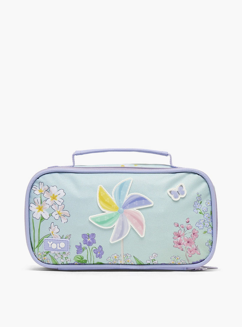 مقلمة بقسمين وطبعات زهرية من يولو-school-stationery-pencilcases-image-1