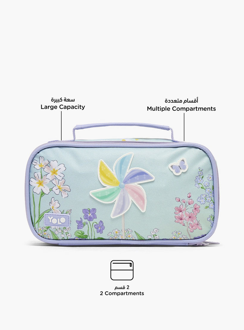 مقلمة بقسمين وطبعات زهرية من يولو-school-stationery-pencilcases-image-2