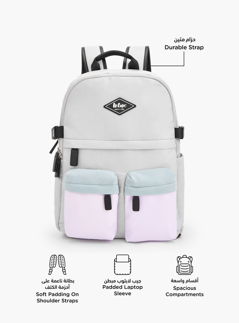 Lee Cooper Logo Applique Backpack with Adjustable Shoulder Straps-school-bagsandbackpacks-backpacks-image-2