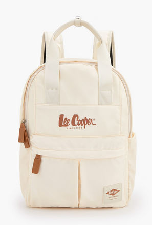 Lee Cooper Logo Print Backpack with Adjustable Shoulder Straps-women-bagsandwallets-backpacks-image-1