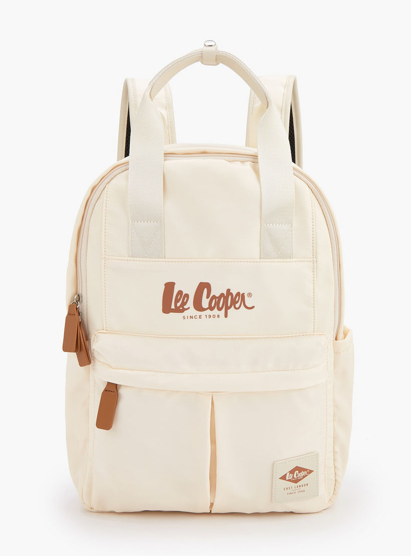 Lee Cooper Logo Print Backpack with Adjustable Shoulder Straps-women-bagsandwallets-backpacks-image-1