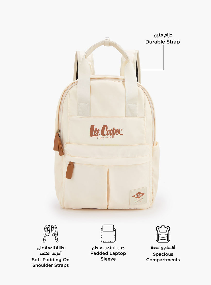 Lee Cooper Logo Print Backpack with Adjustable Shoulder Straps-women-bagsandwallets-backpacks-image-2