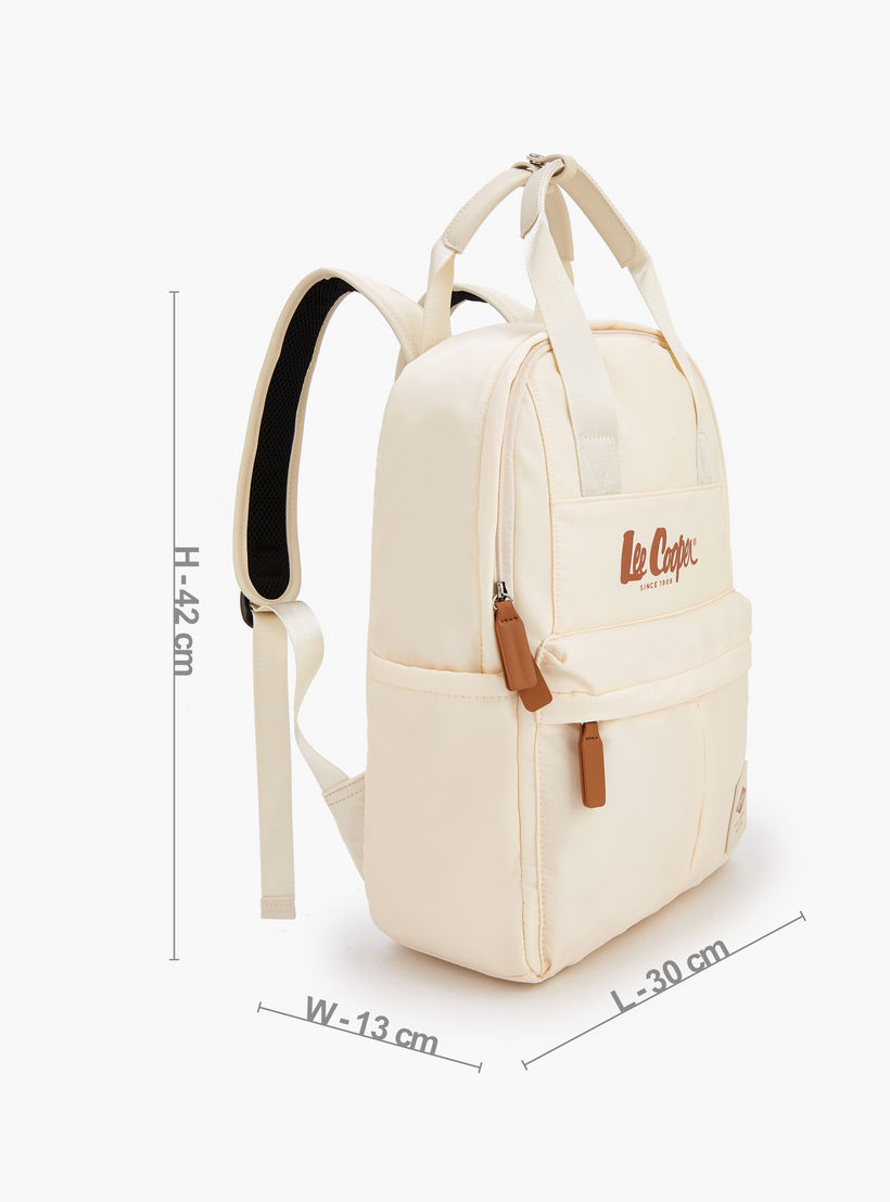 Lee Cooper Logo Print Backpack with Adjustable Shoulder Straps-women-bagsandwallets-backpacks-image-5