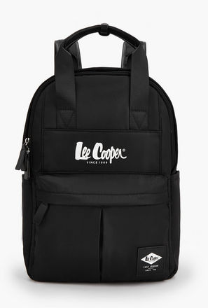 Lee Cooper Logo Print Backpack with Adjustable Shoulder Straps-women-bagsandwallets-backpacks-image-1