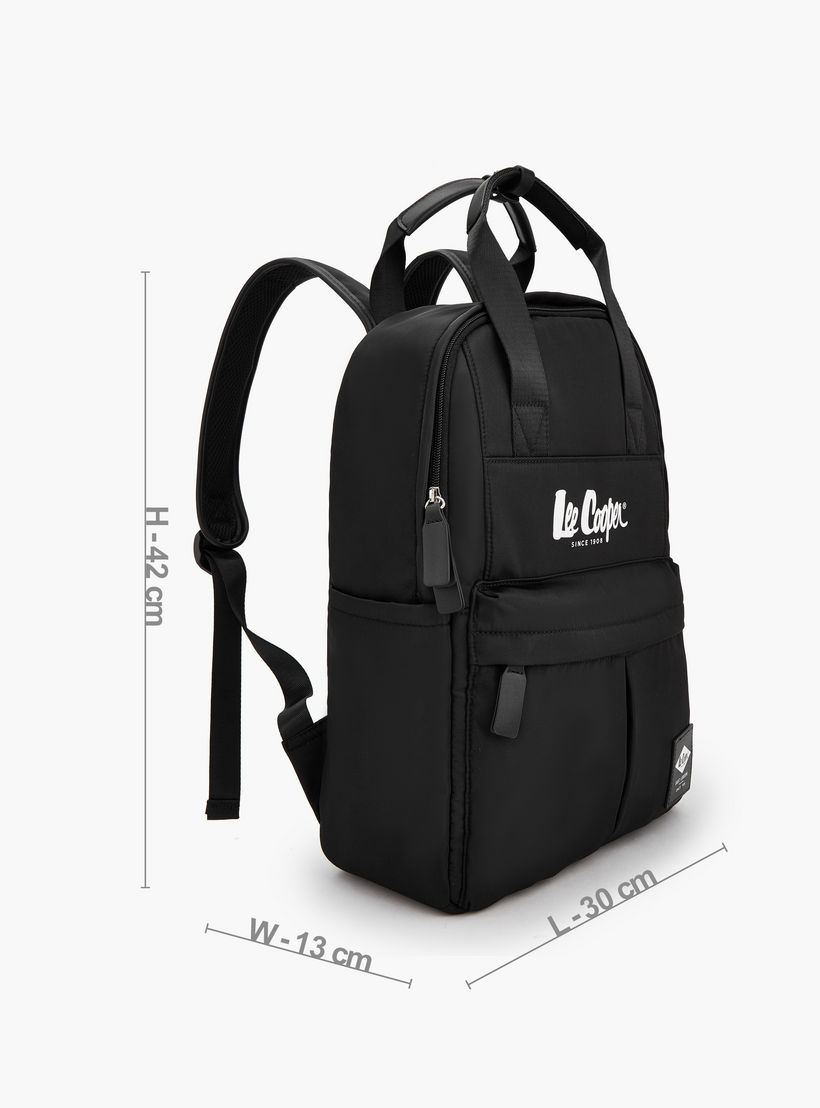 Lee Cooper Logo Print Backpack with Adjustable Shoulder Straps-women-bagsandwallets-backpacks-image-5