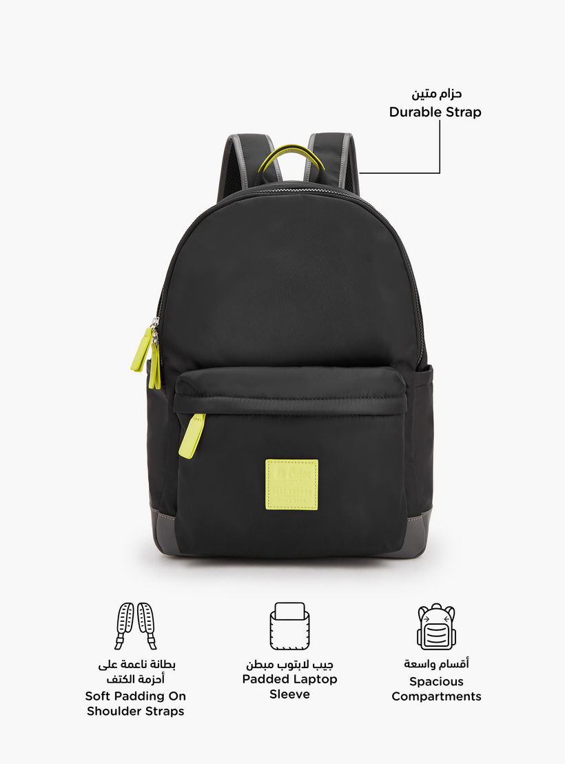 Lee Cooper Logo Applique Backpack with Zip Closure-school-bagsandbackpacks-backpacks-image-2