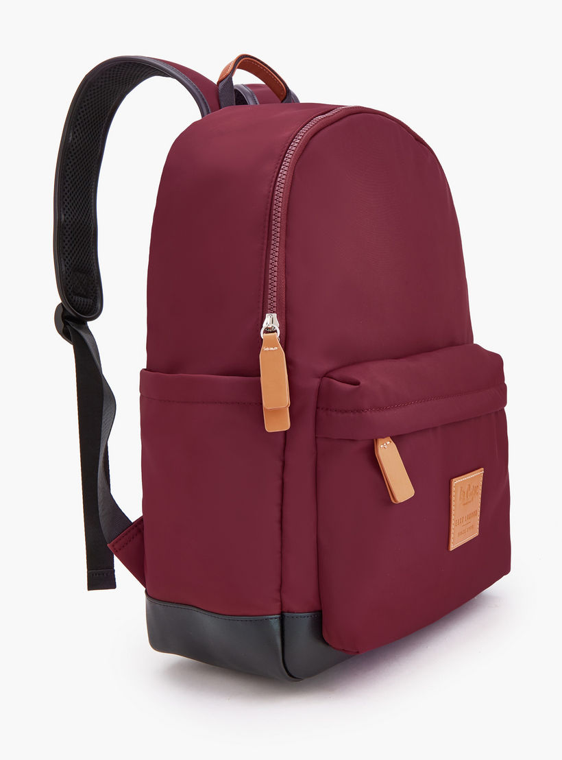 Lee Cooper Logo Applique Backpack with Zip Closure-school-bagsandbackpacks-backpacks-image-4