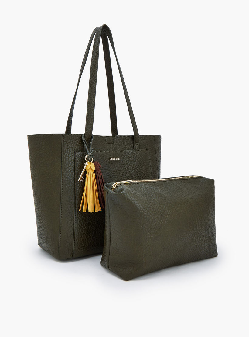 Celeste Textured Tote Bag with Pouch-women-bagsandwallets-handbags-image-3