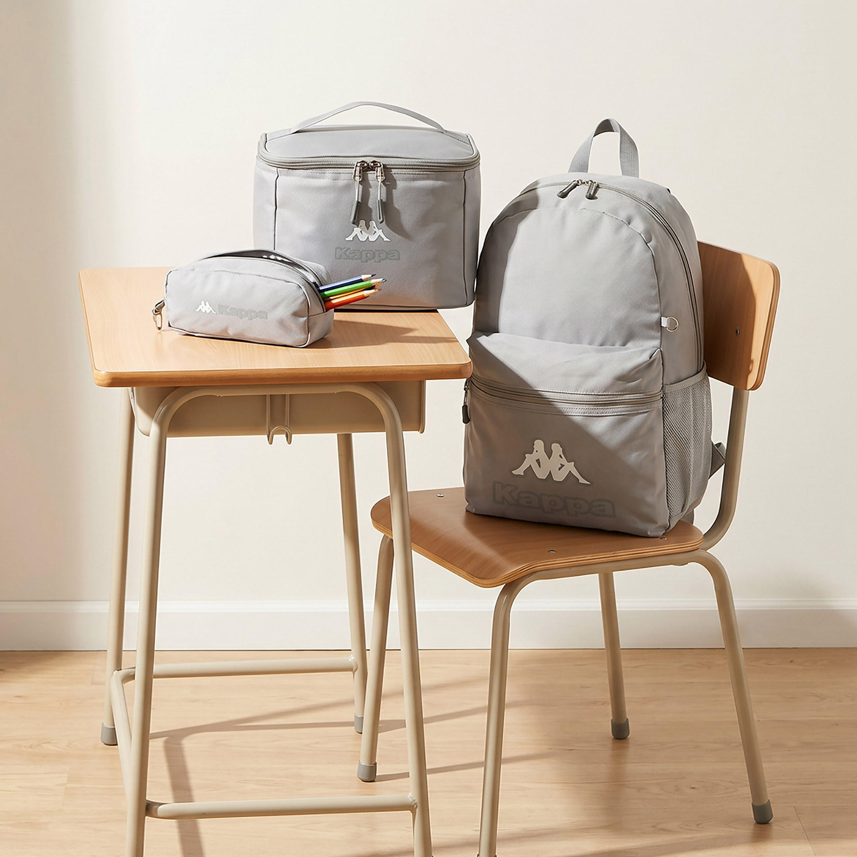 Kappa Logo Print 3-Piece School Backpack Set for Kids 8-13 Years with Pencil Pouch and Lunch Bag-school-bagsandbackpacks-backpacks-image-1