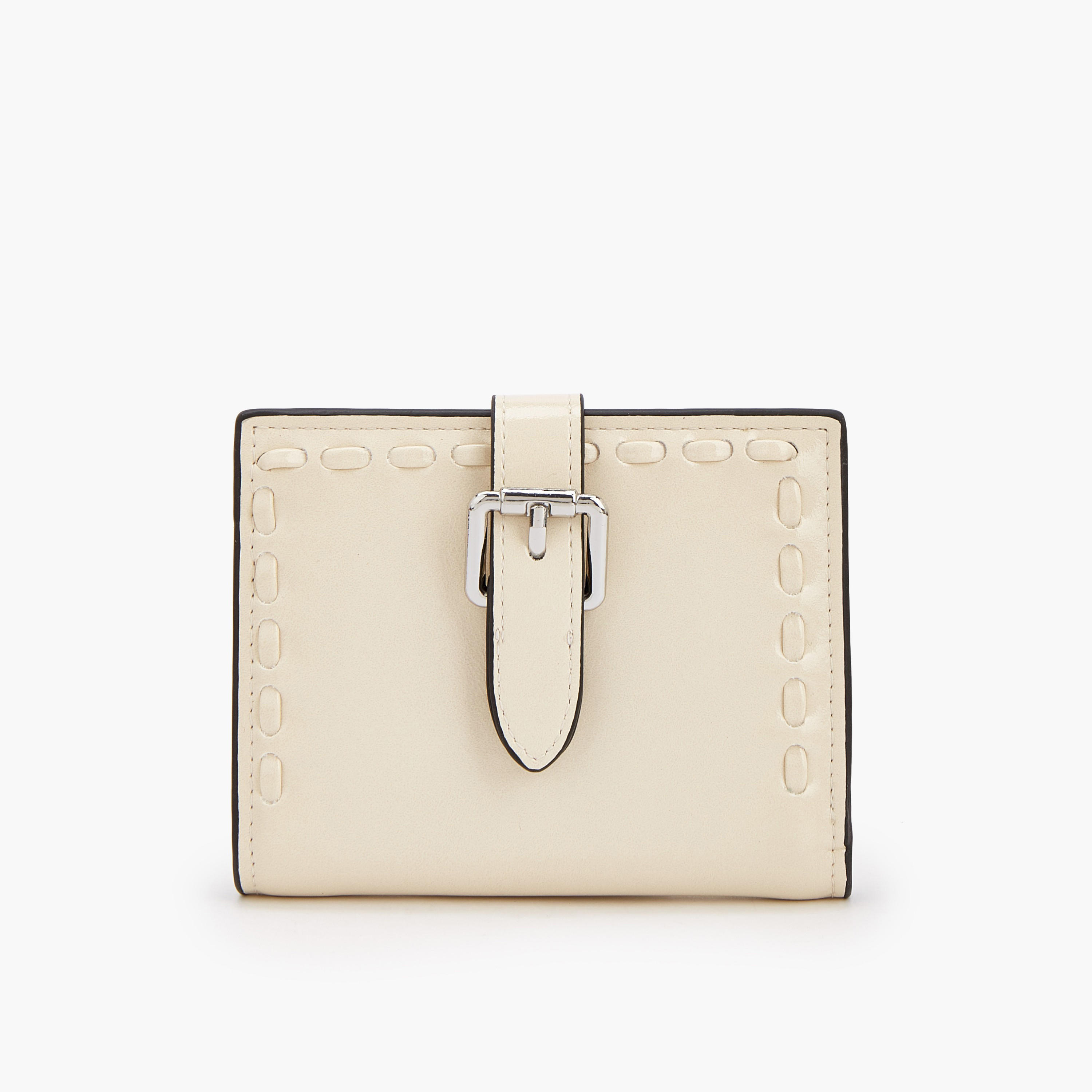 Celeste Stitch Detail Bi-Fold Wallet with Buckle Accent-women-bagsandwallets-wallets-image-1
