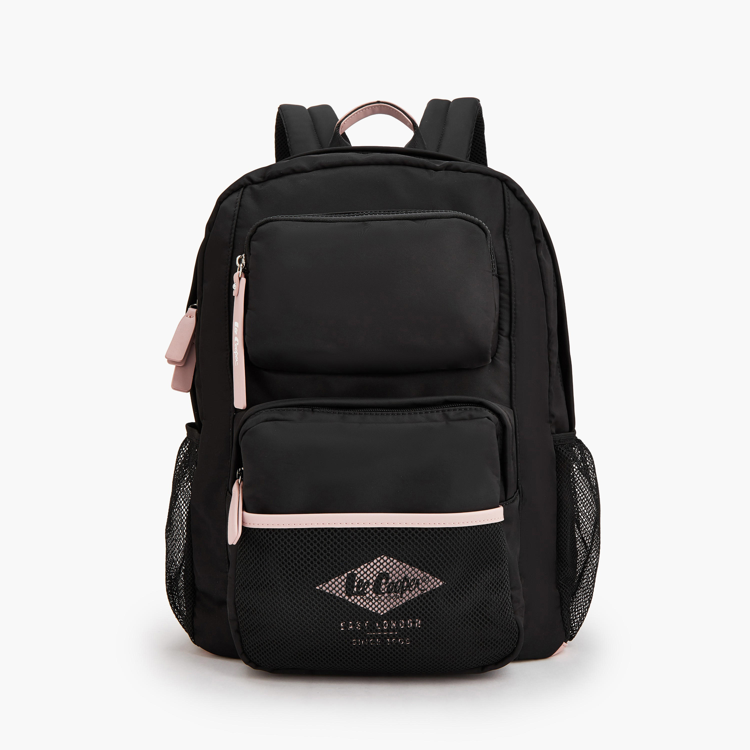 شنطة ظهر بجيب شبكي وطبعات شعار من لي كوبر-women-bagsandwallets-backpacks-image-1