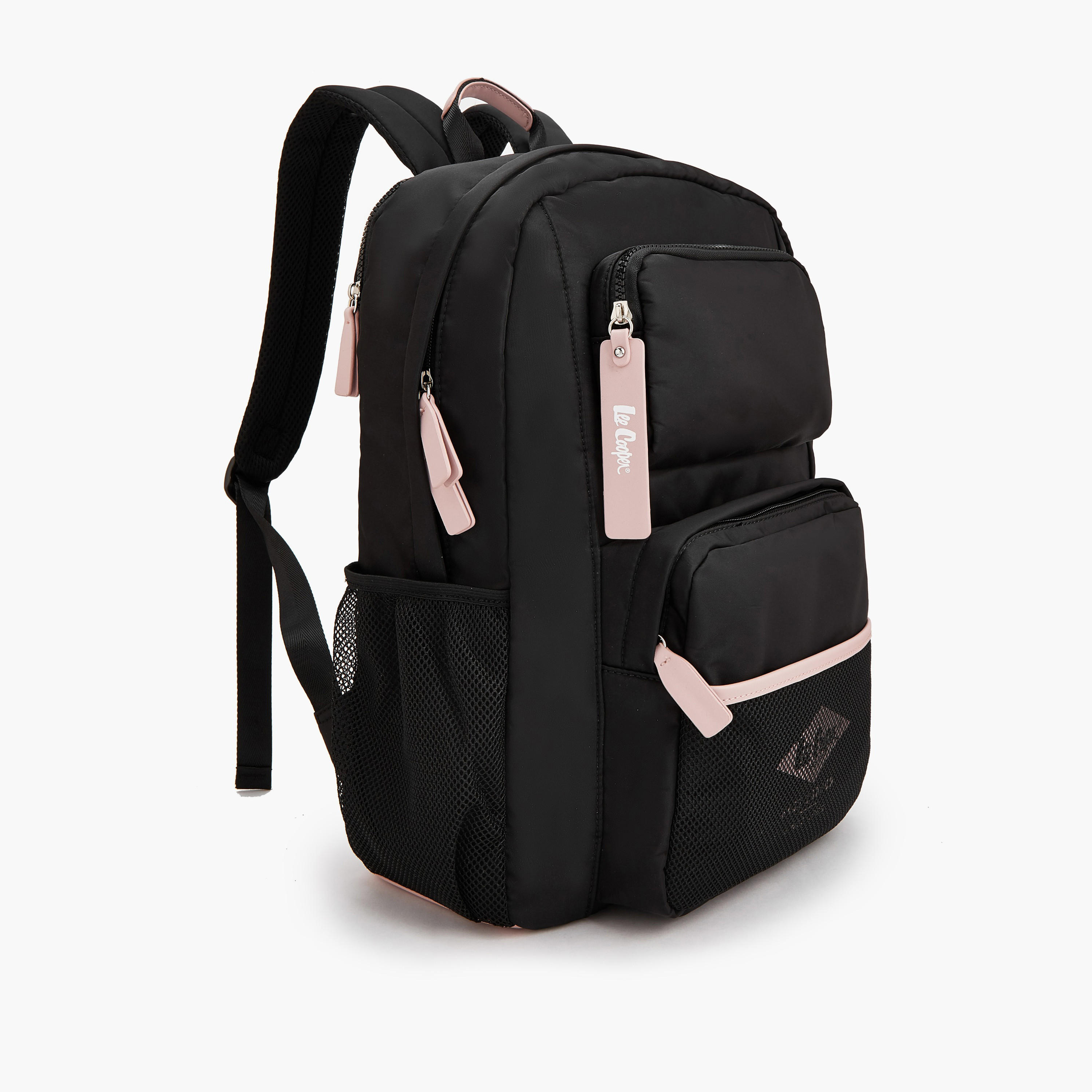 شنطة ظهر بجيب شبكي وطبعات شعار من لي كوبر-women-bagsandwallets-backpacks-image-2