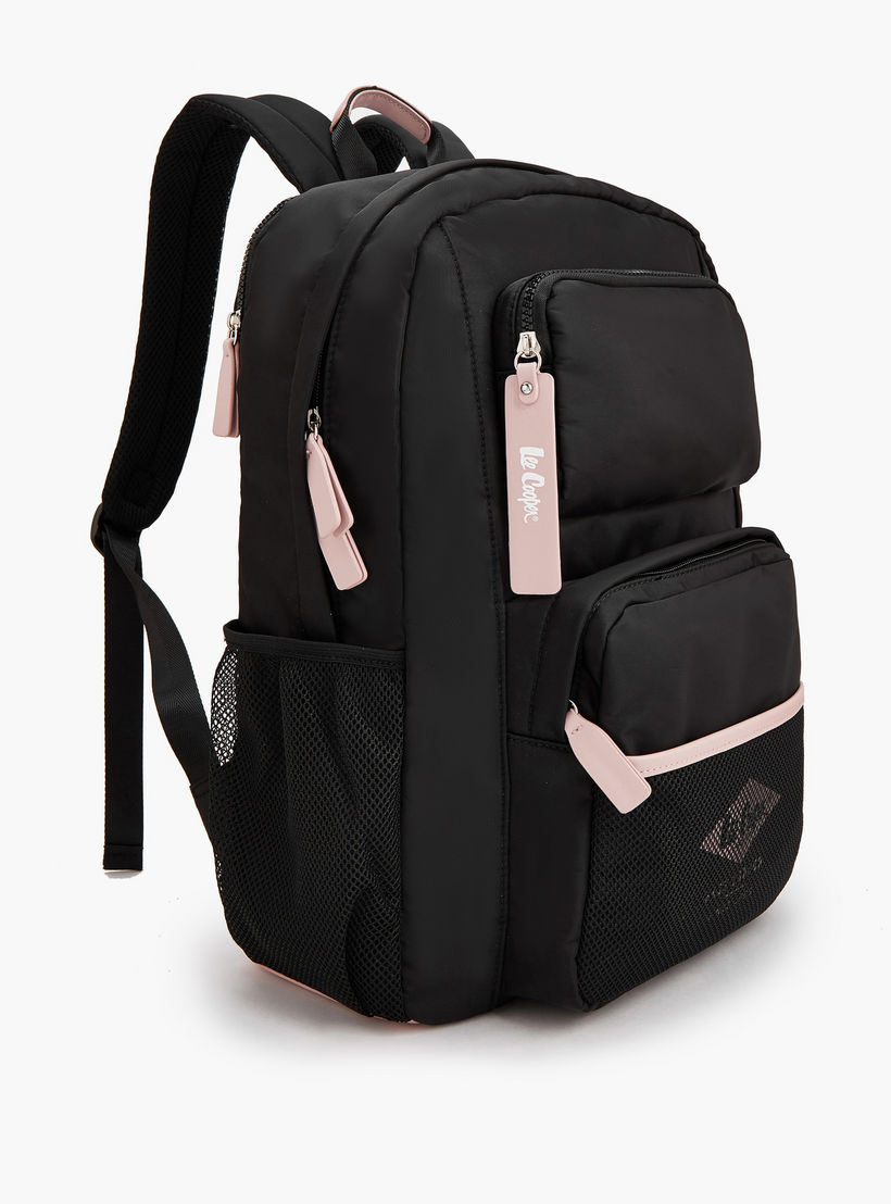 شنطة ظهر بجيب شبكي وطبعات شعار من لي كوبر-women-bagsandwallets-backpacks-image-2