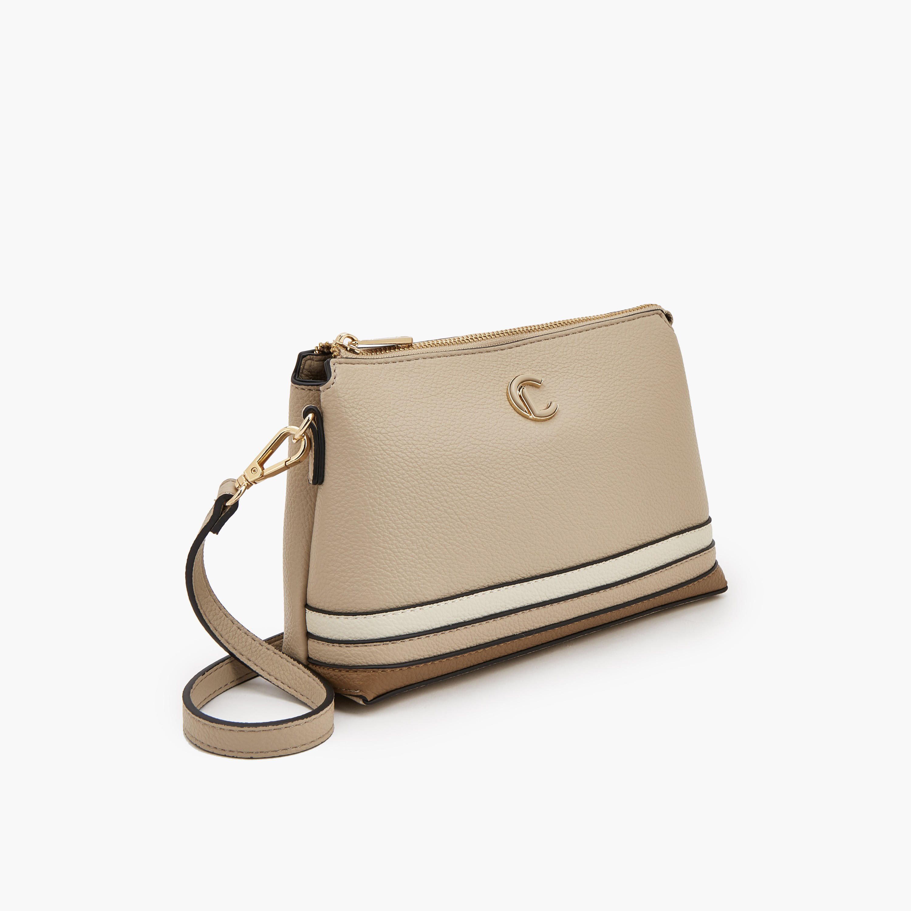 Le Confort Striped Crossbody Bag with Zip Closure-women-bagsandwallets-handbags-image-2