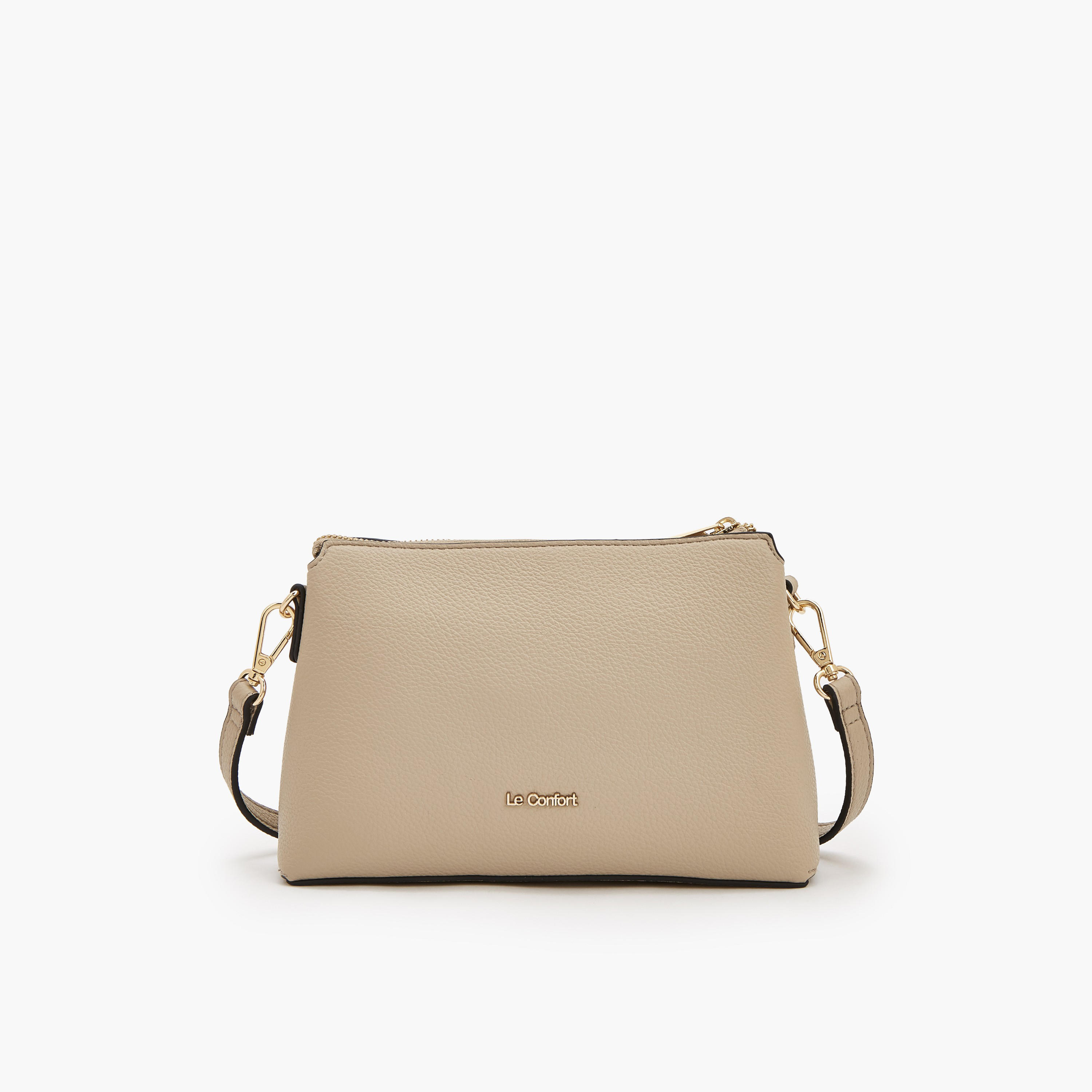 Le Confort Striped Crossbody Bag with Zip Closure-women-bagsandwallets-handbags-image-4