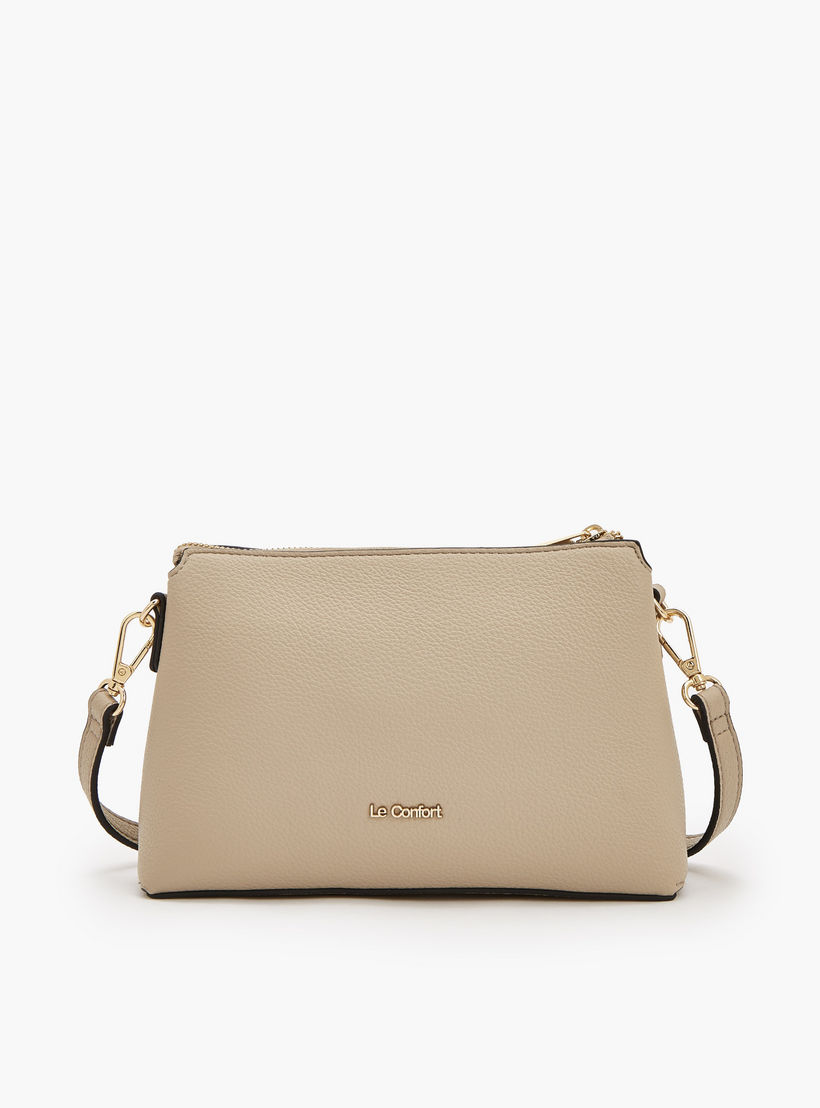 Le Confort Striped Crossbody Bag with Zip Closure-women-bagsandwallets-handbags-image-4