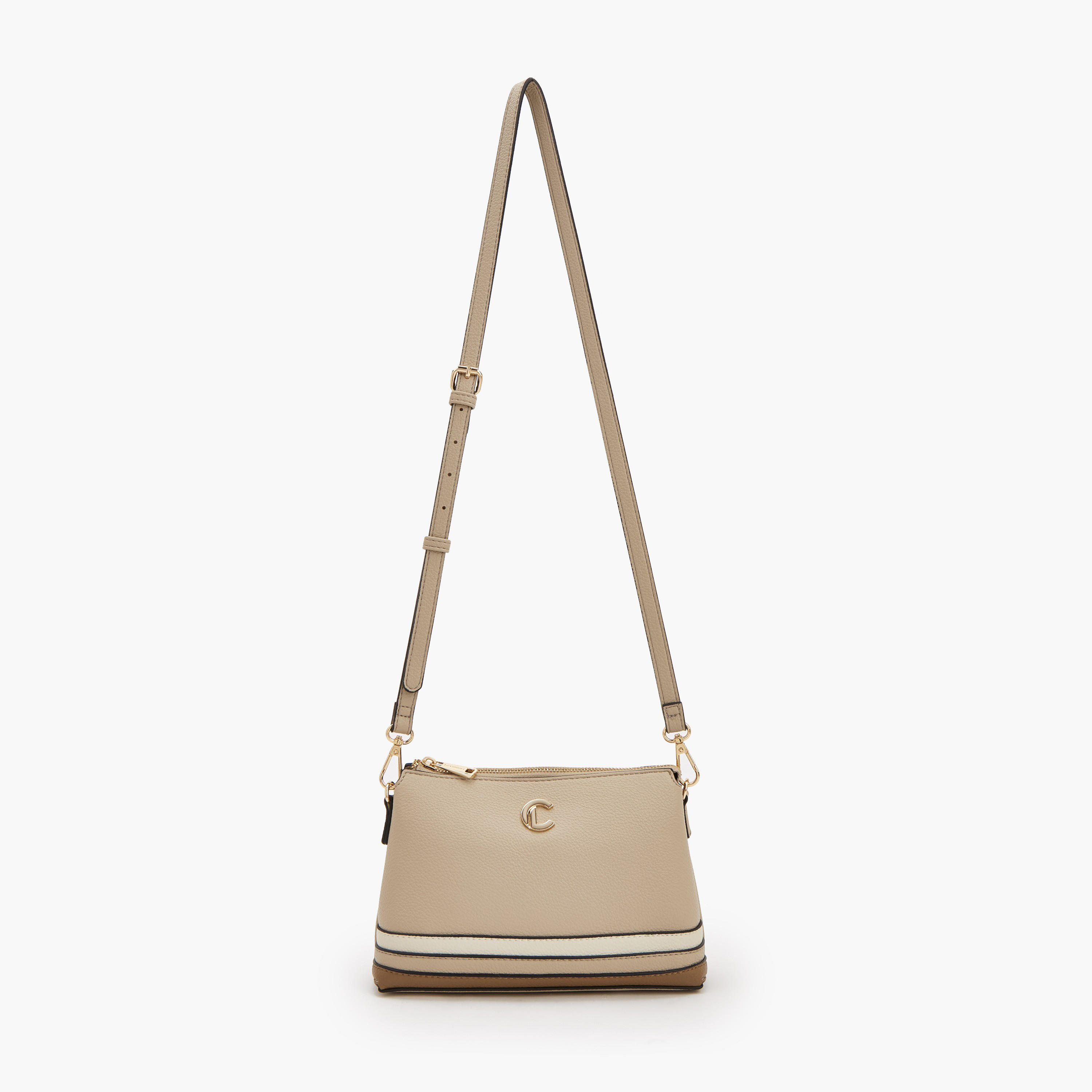 Le Confort Striped Crossbody Bag with Zip Closure-women-bagsandwallets-handbags-image-6