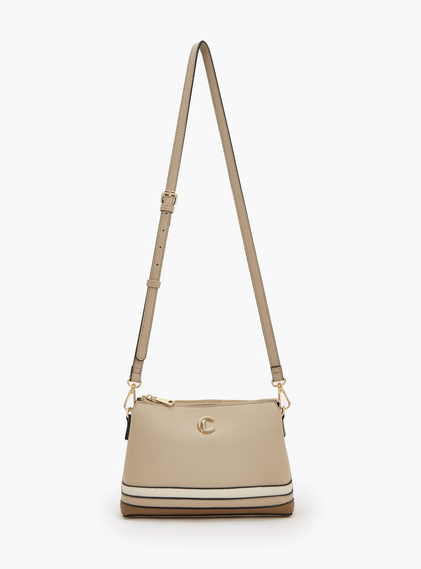 Le Confort Striped Crossbody Bag with Zip Closure-women-bagsandwallets-handbags-image-6