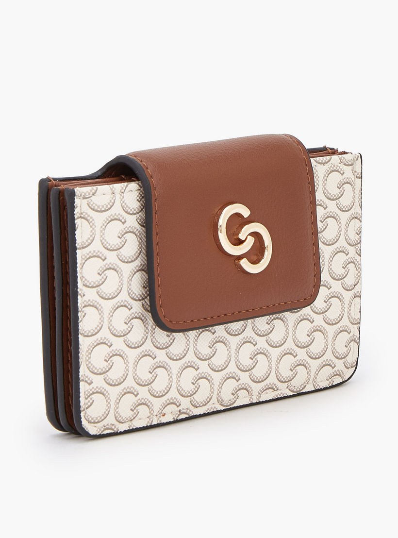 حاملة بطاقات بطبعة مونوجرام مع إغلاق بزر كبس من سيليست-women-bagsandwallets-wallets-image-2