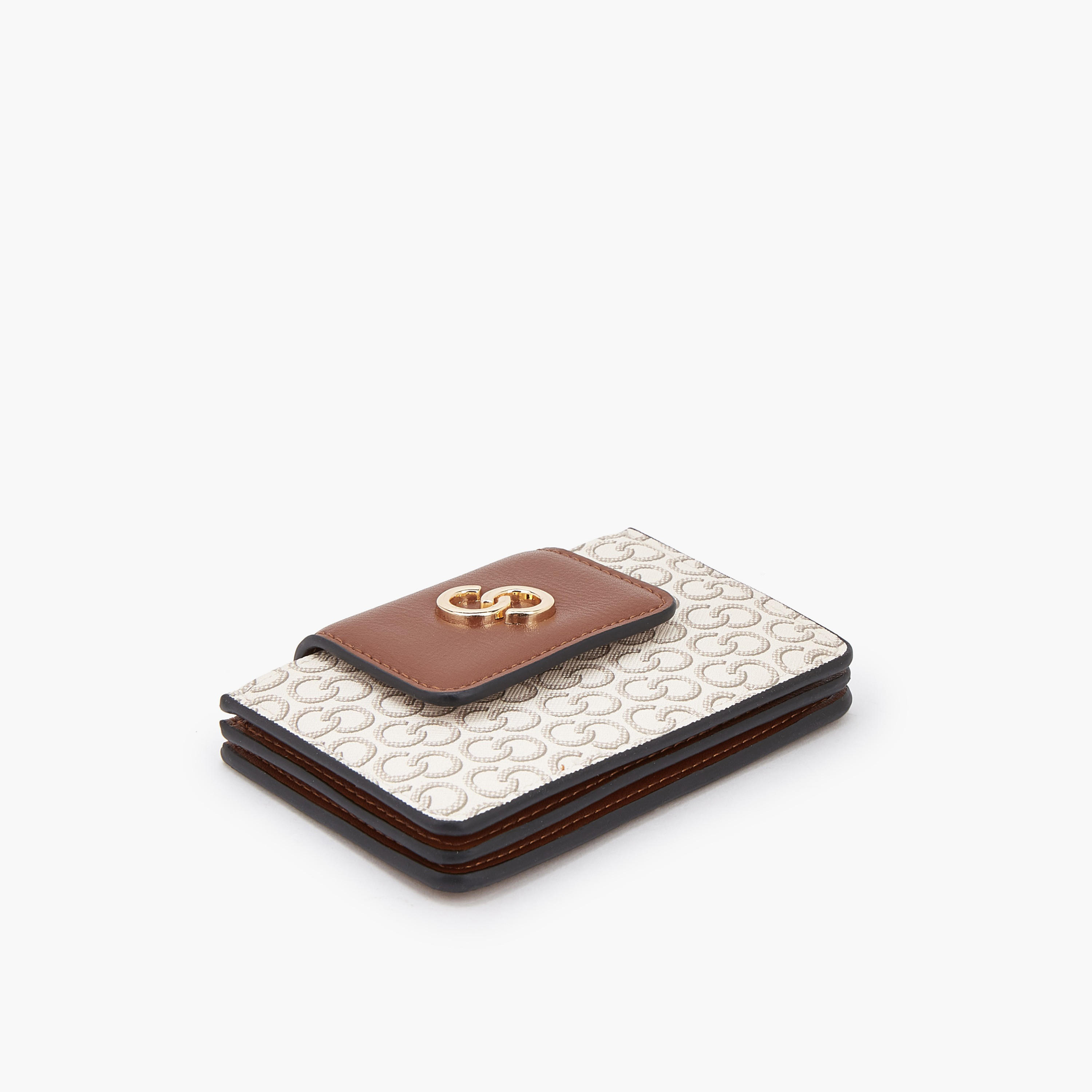 حاملة بطاقات بطبعة مونوجرام مع إغلاق بزر كبس من سيليست-women-bagsandwallets-wallets-image-4