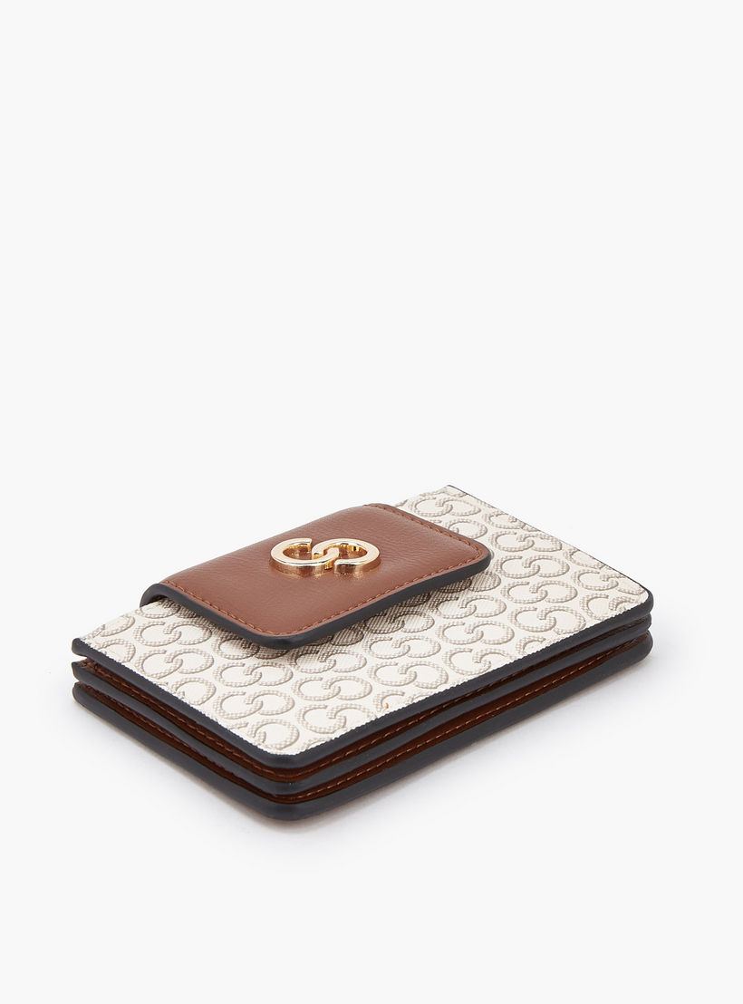 حاملة بطاقات بطبعة مونوجرام مع إغلاق بزر كبس من سيليست-women-bagsandwallets-wallets-image-4