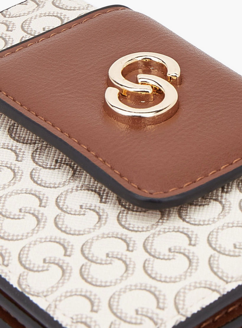 حاملة بطاقات بطبعة مونوجرام مع إغلاق بزر كبس من سيليست-women-bagsandwallets-wallets-image-5