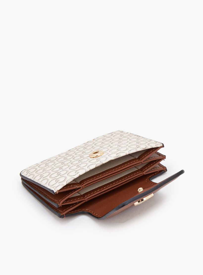 حاملة بطاقات بطبعة مونوجرام مع إغلاق بزر كبس من سيليست-women-bagsandwallets-wallets-image-6