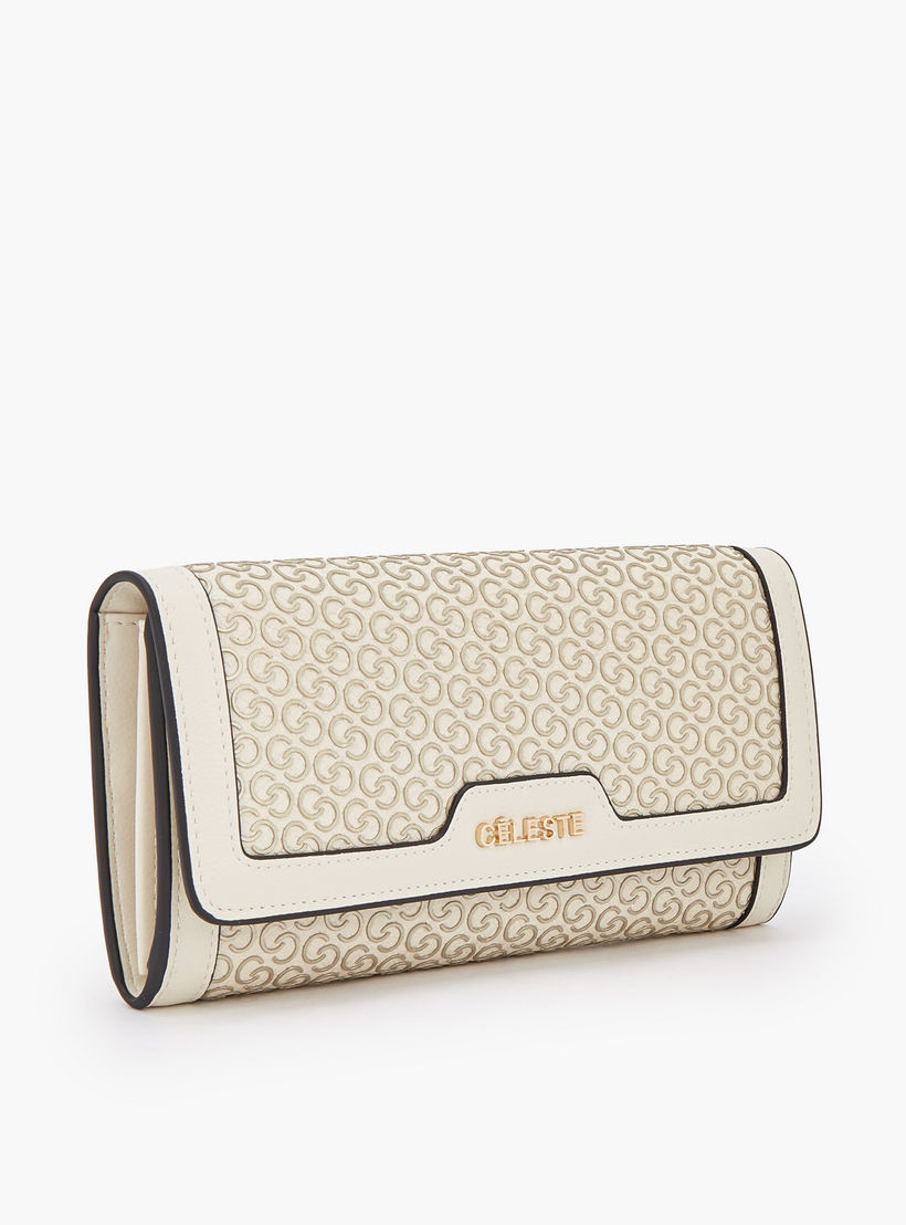 محفظة بطبعة مونوجرام وزر إغلاق كبس من سيليست-women-bagsandwallets-wallets-image-2