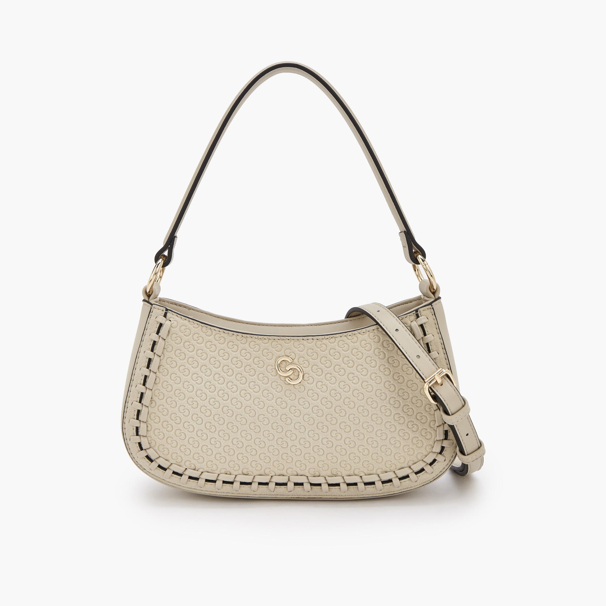 Celeste Monogram Embossed Shoulder Bag with Zip Closure-women-bagsandwallets-handbags-image-1