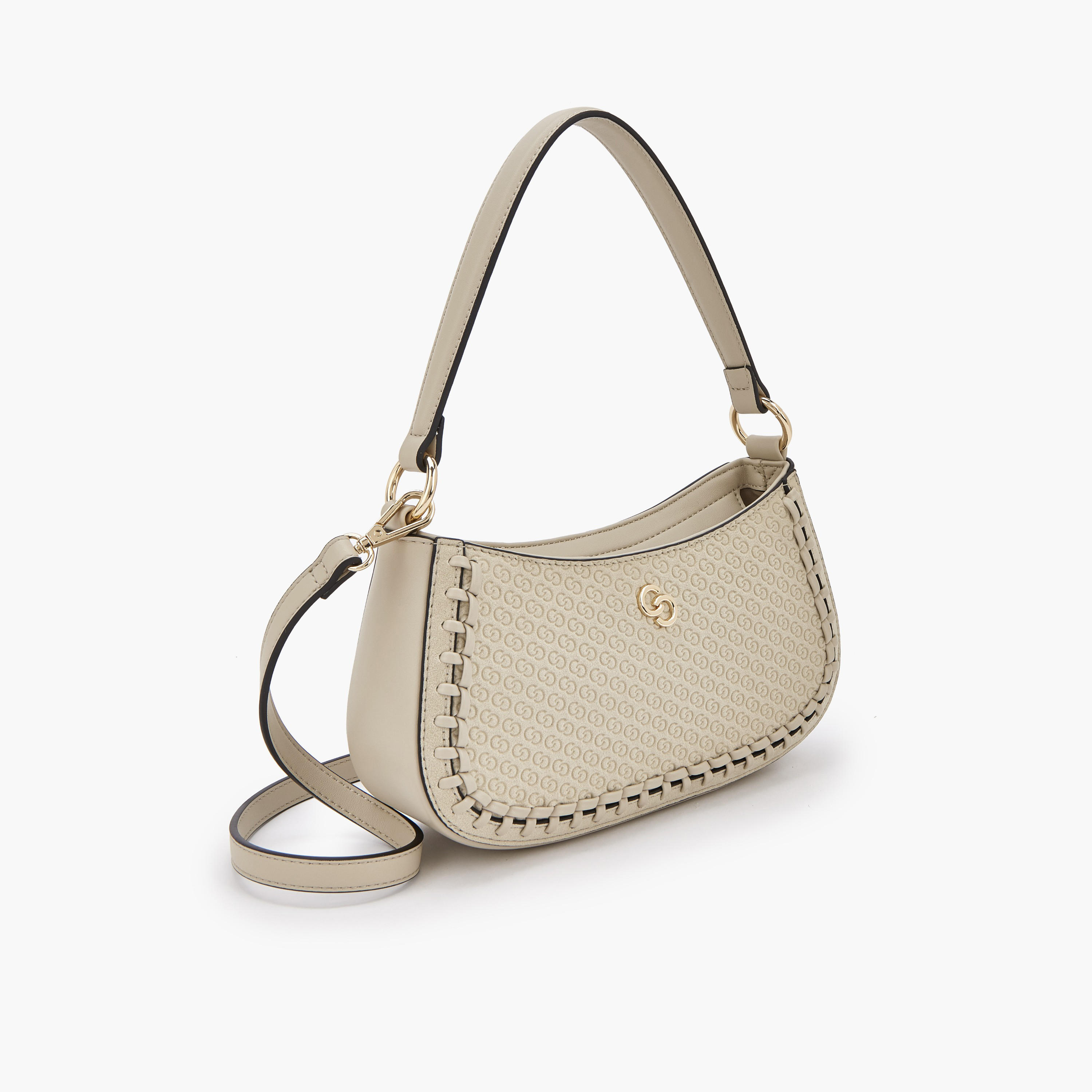 Celeste Monogram Embossed Shoulder Bag with Zip Closure-women-bagsandwallets-handbags-image-2
