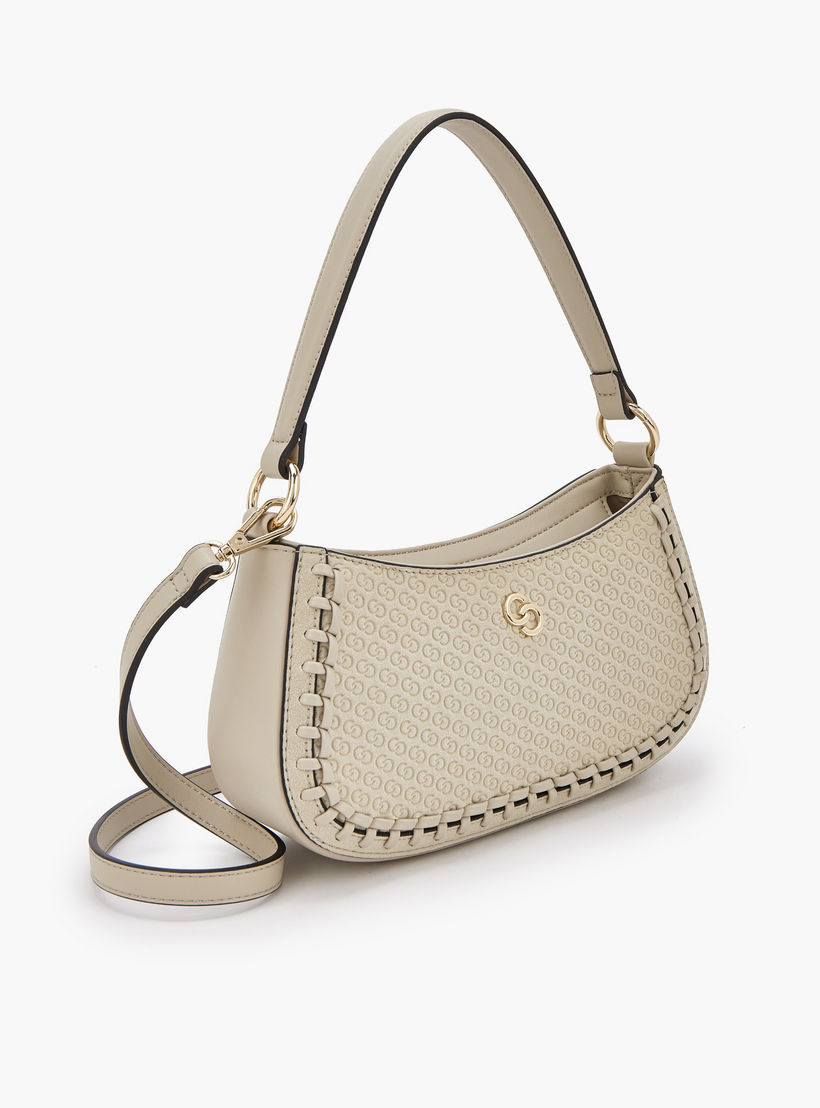 Celeste Monogram Embossed Shoulder Bag with Zip Closure-women-bagsandwallets-handbags-image-2