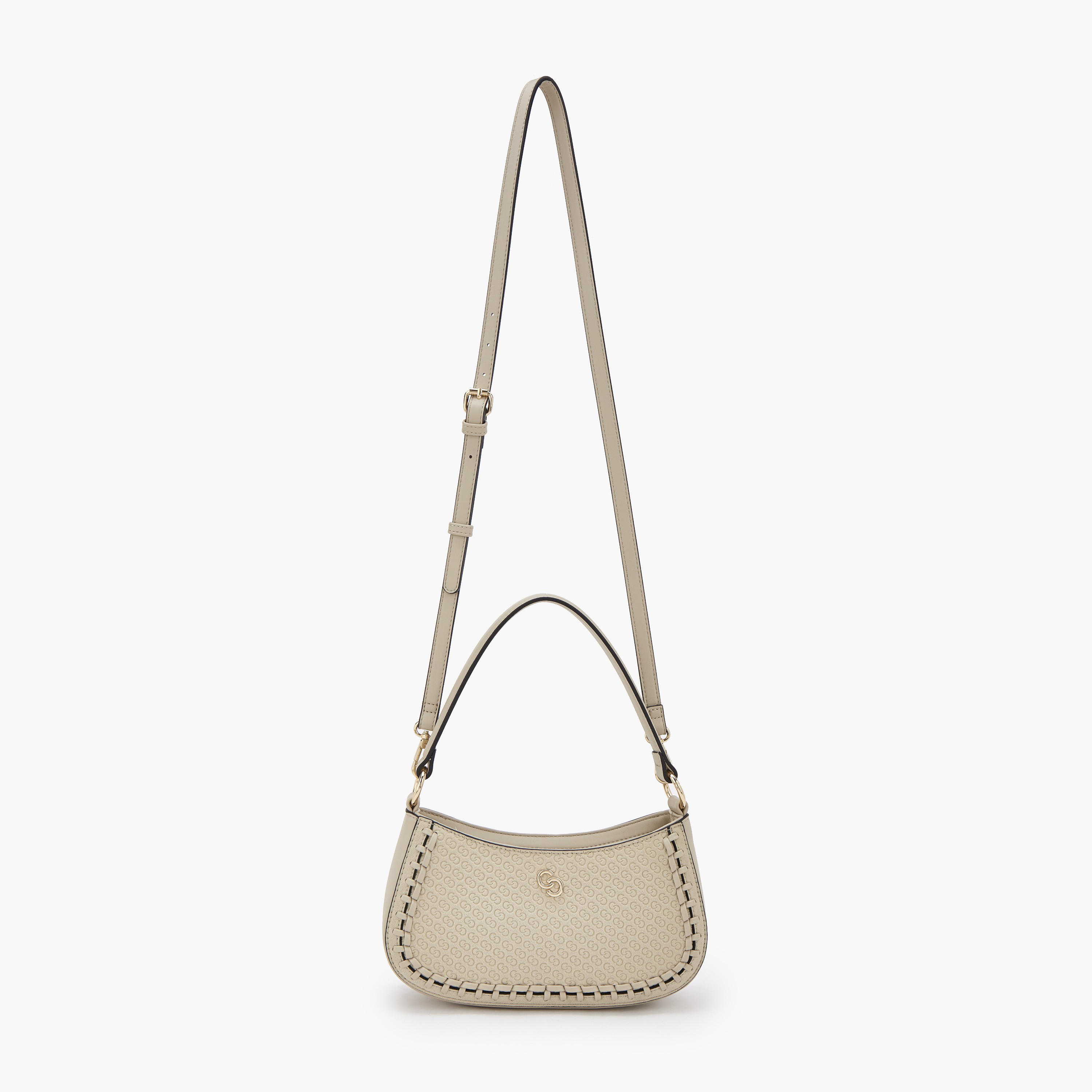 Celeste Monogram Embossed Shoulder Bag with Zip Closure-women-bagsandwallets-handbags-image-5