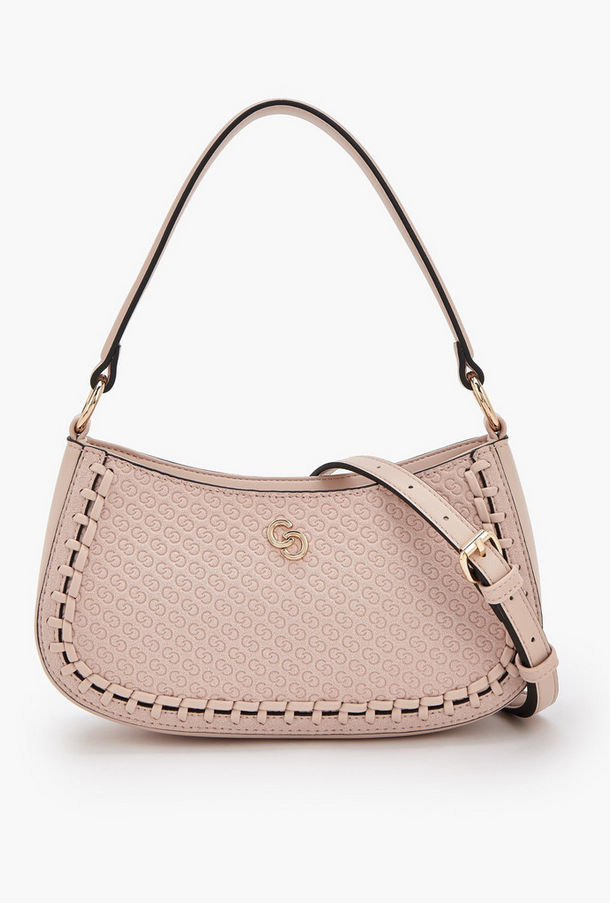 شنطة كتف بسحاب إغلاق ونقوش مونوجرام من سيليست-women-bagsandwallets-handbags-image-1
