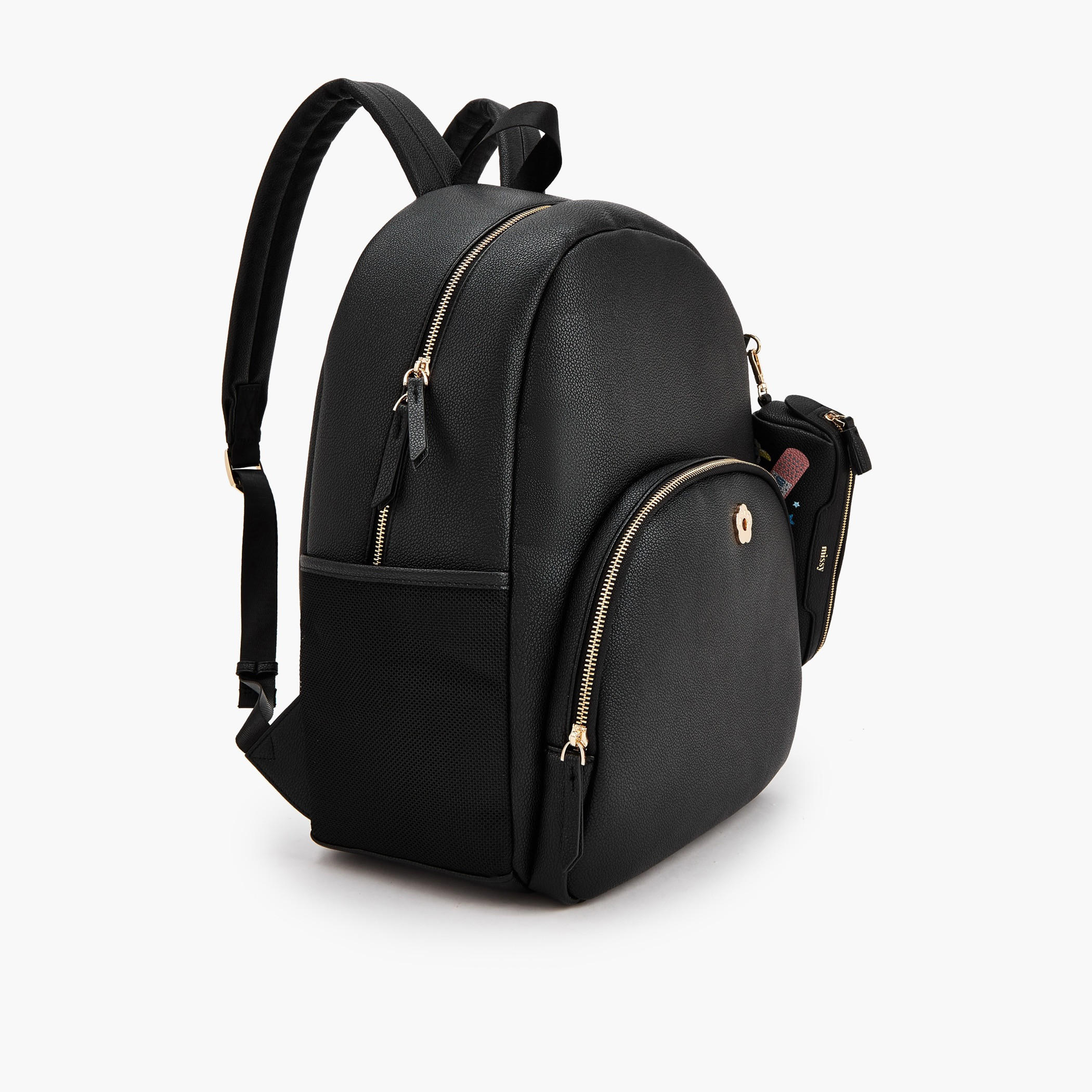 شنطة ظهر بارزة الملمس مع محفظة بطبعات من ميسي-women-bagsandwallets-backpacks-image-4