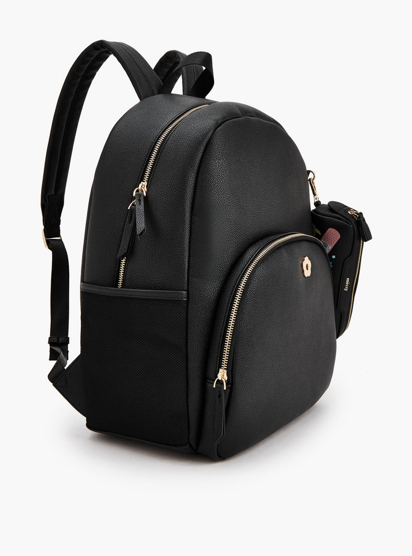 شنطة ظهر بارزة الملمس مع محفظة بطبعات من ميسي-women-bagsandwallets-backpacks-image-4