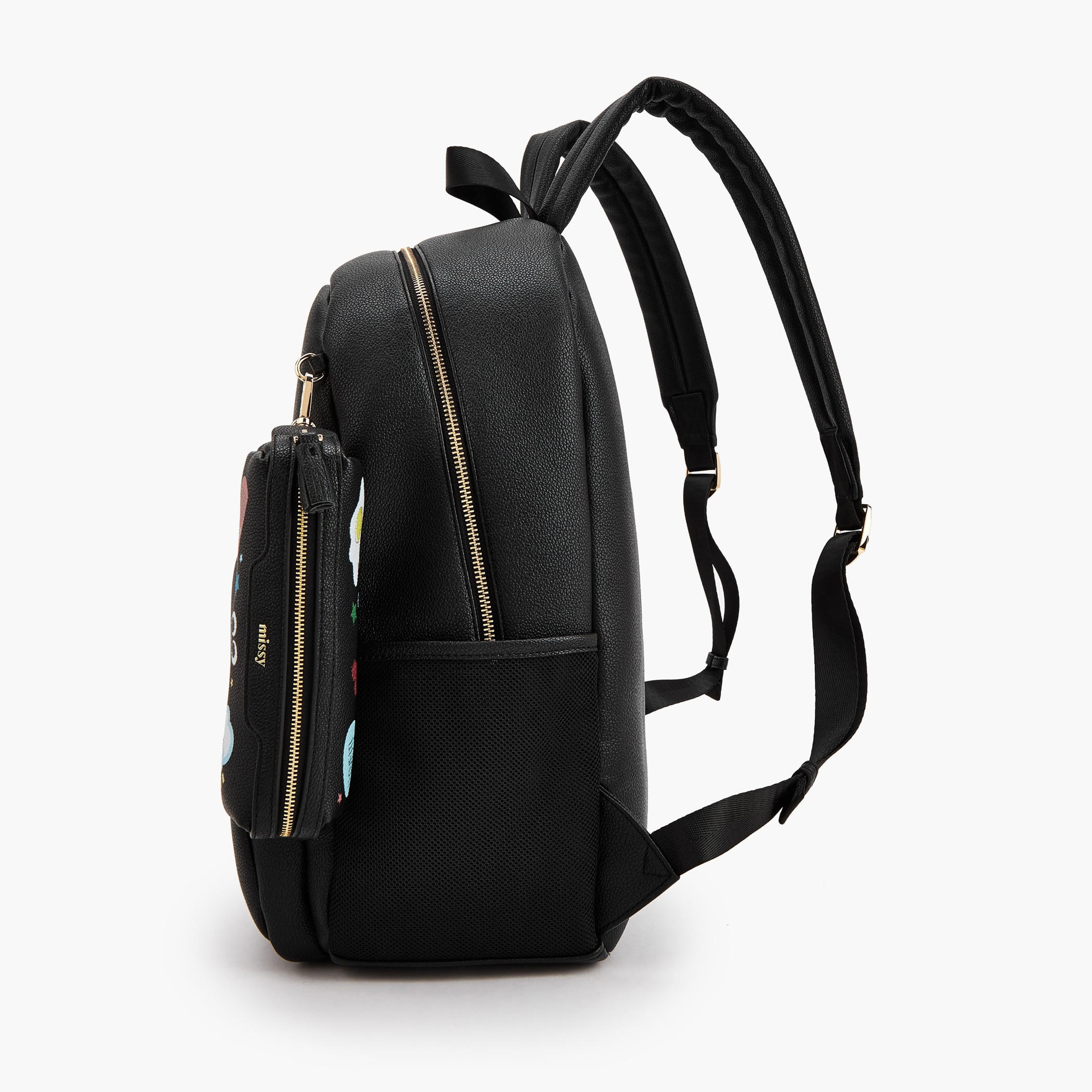 شنطة ظهر بارزة الملمس مع محفظة بطبعات من ميسي-women-bagsandwallets-backpacks-image-5