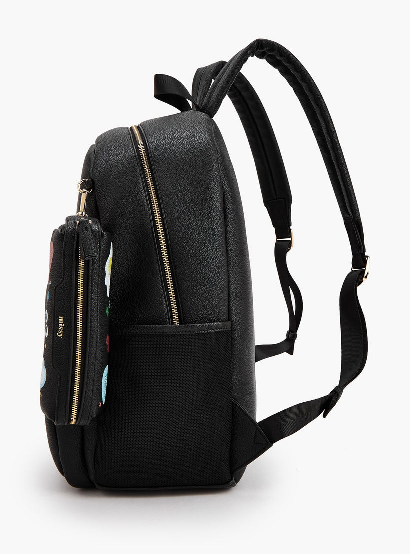 شنطة ظهر بارزة الملمس مع محفظة بطبعات من ميسي-women-bagsandwallets-backpacks-image-5
