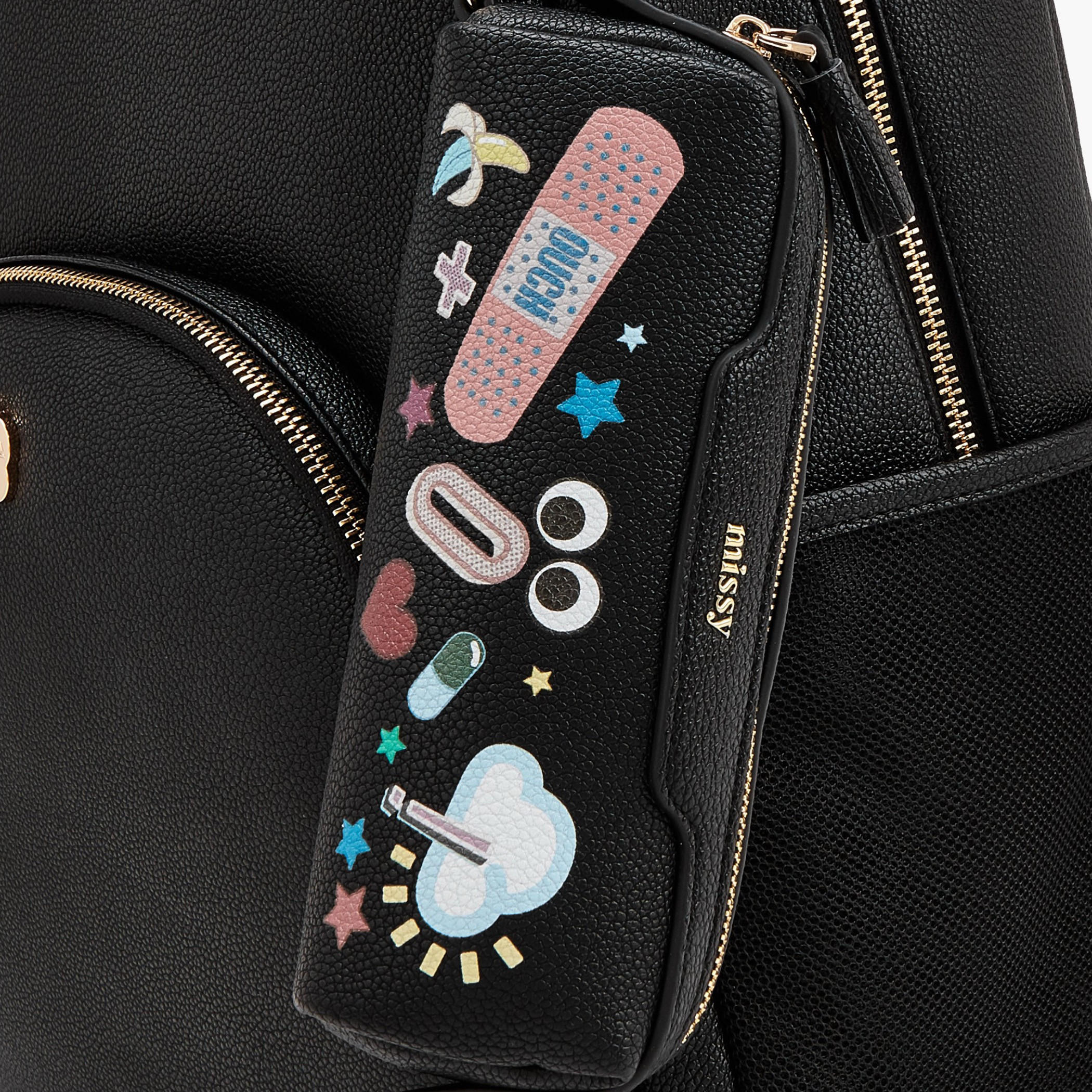 شنطة ظهر بارزة الملمس مع محفظة بطبعات من ميسي-women-bagsandwallets-backpacks-image-3
