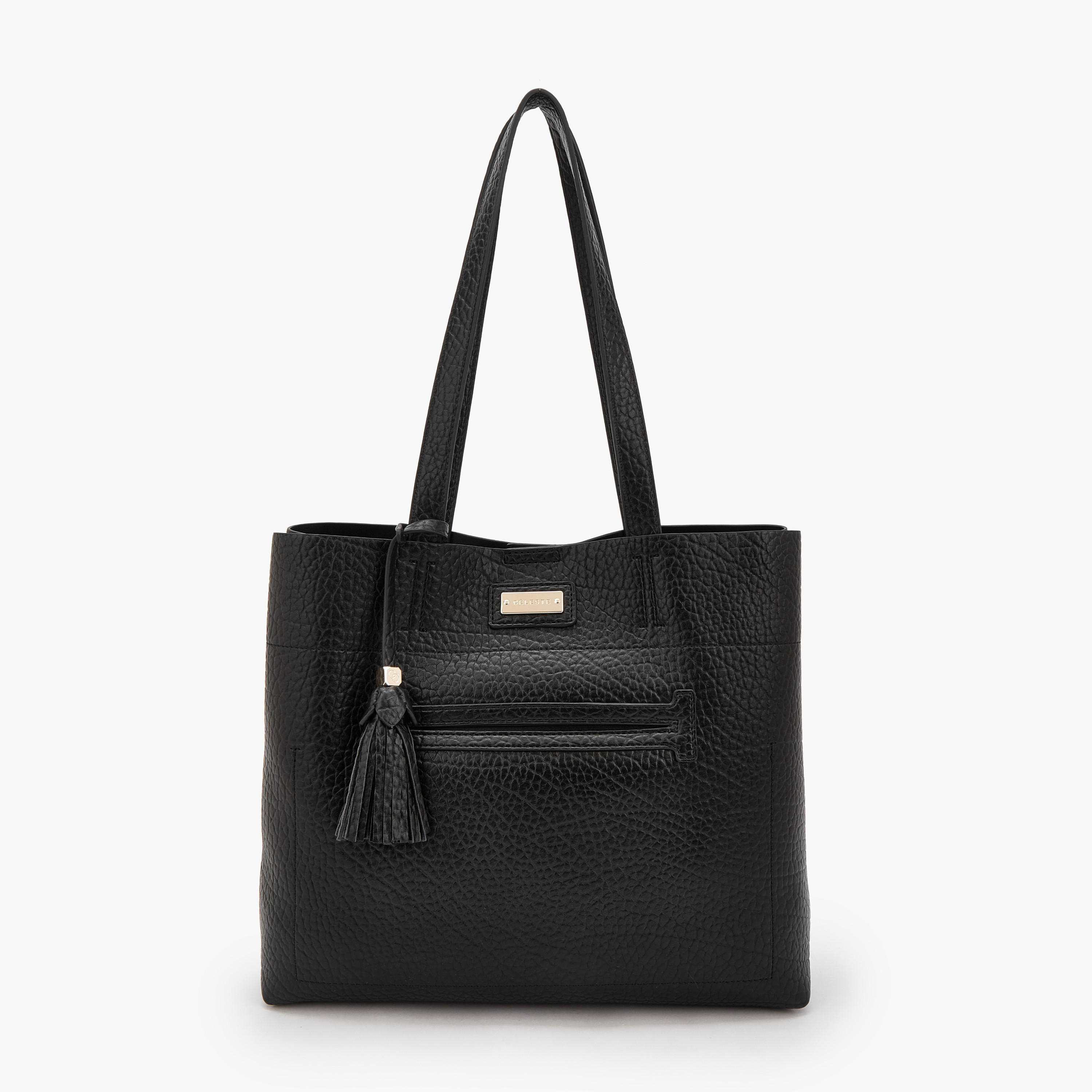 Celeste Textured Tote Bag with Pouch-women-bagsandwallets-handbags-image-3