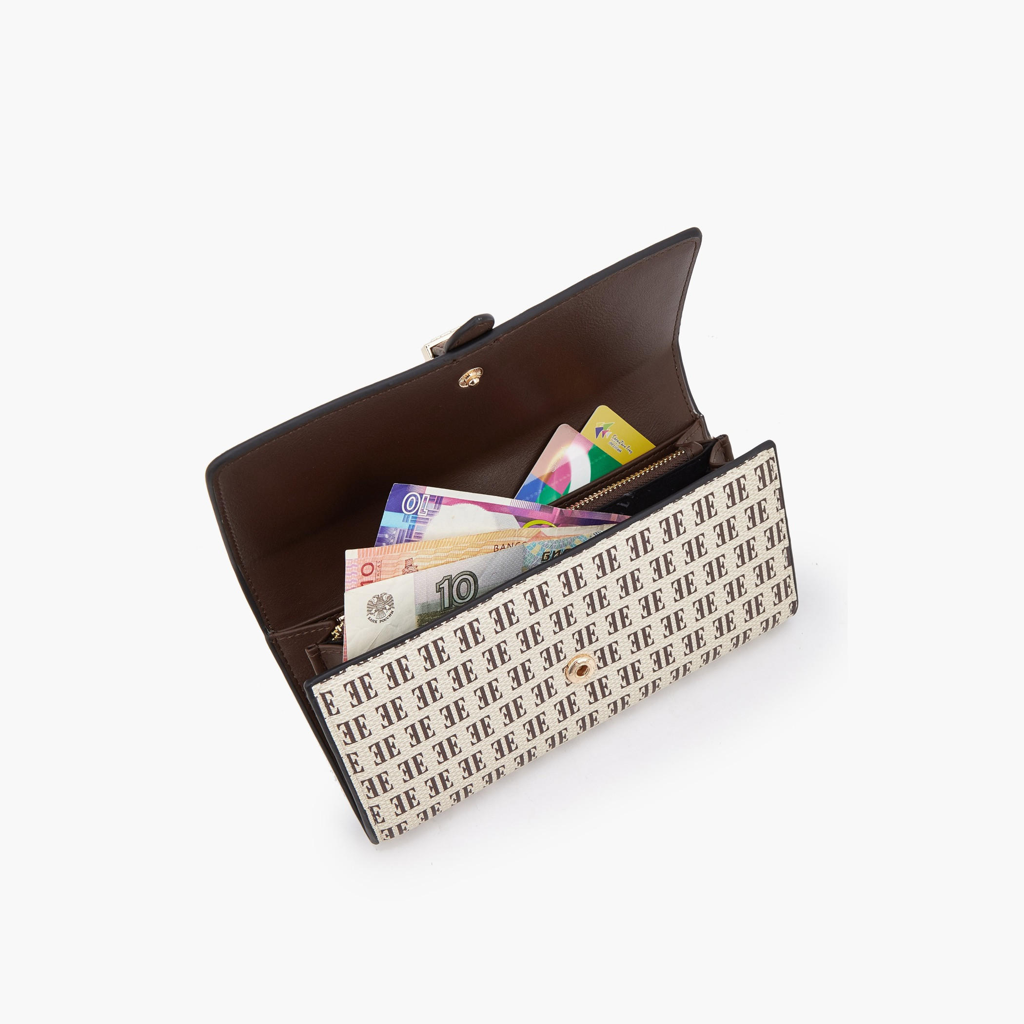 محفظة بطبعة مونوجرام مع إغلاق بزر كبس من إل-women-bagsandwallets-wallets-image-7