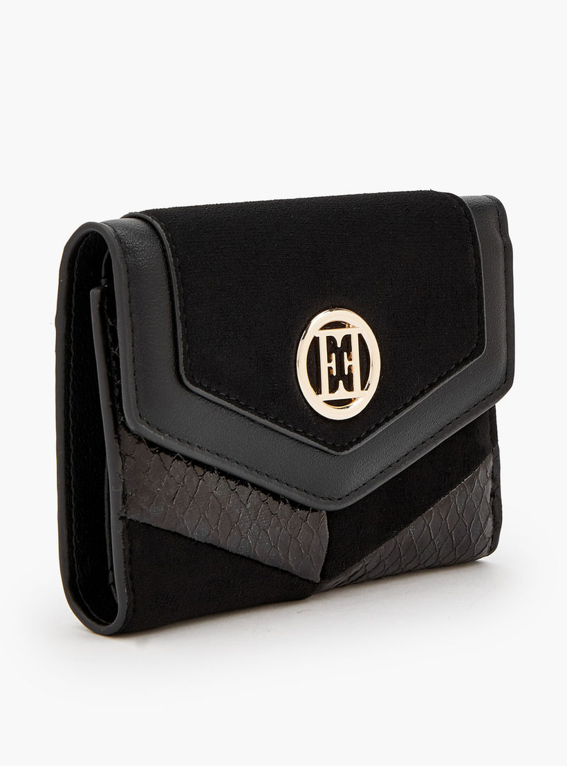 Elle Textured Tri-Fold Wallet with Button Closure-women-bagsandwallets-wallets-image-3