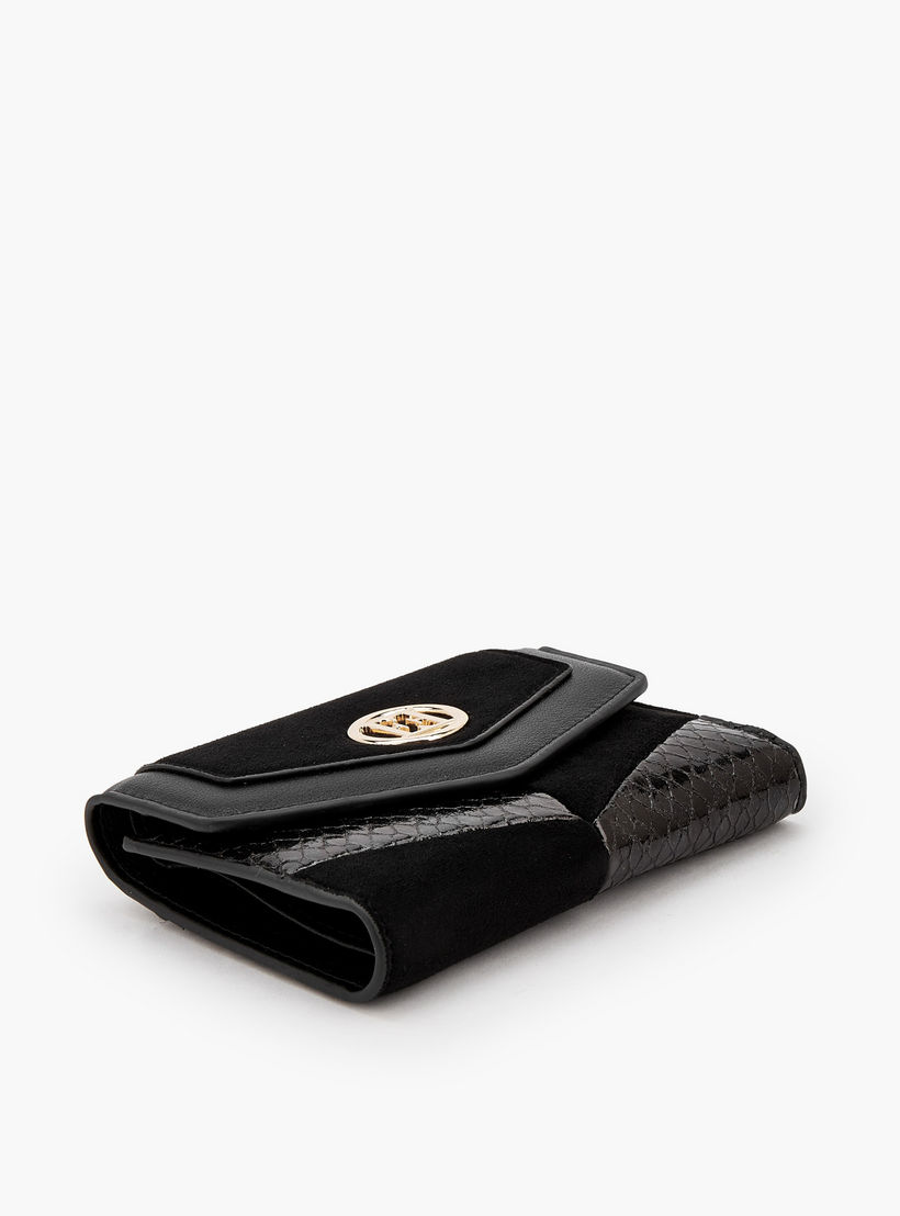 Elle Textured Tri-Fold Wallet with Button Closure-women-bagsandwallets-wallets-image-4