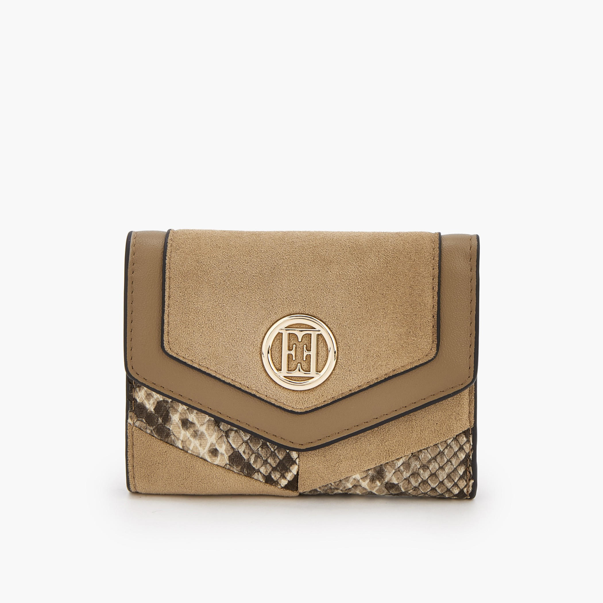 Elle Textured Tri-Fold Wallet with Button Closure-women-bagsandwallets-wallets-image-1